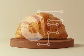 Intra Συλλεκτικό Ξύλινο Παζλ Plywood  4mm - Φρεσκοψημένο κρουασάν σε ξύλινη πιατέλα Σε Ξύλινο Κουτί - Διαστάσεις: 10x10 cm – 25 κομμάτια