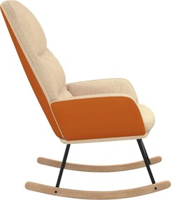 vidaXL Κουνιστή Πολυθρόνα Λευκό Κρεμ Υφασμάτινη