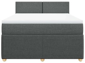 vidaXL Κρεβάτι Boxspring με Στρώμα Σκούρο Γκρι 160x200 εκ Υφασμάτινο