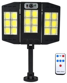 LED Αδιάβροχο Ηλιακό Επιτοίχιο Αναδιπλούμενο Φωτιστικό με Ανιχνευτή Κίνησης W796-6 Μαύρο