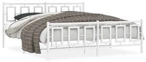 vidaXL Πλαίσιο Κρεβατιού με Κεφαλάρι&amp;Ποδαρικό Λευκό 183x213εκ. Μέταλλο