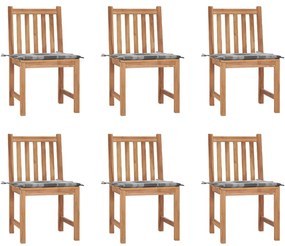 vidaXL Καρέκλες Κήπου 6 τεμ. από Μασίφ Ξύλο Teak με Μαξιλάρια