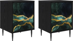 vidaXL Κομοδίνο WIJHE 2 τμχ. Μαύρη Δρυς 36 x 33 x 51 εκ.