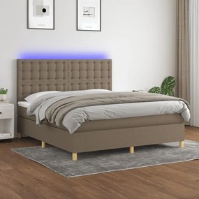 ΚΡΕΒΑΤΙ BOXSPRING ΜΕ ΣΤΡΩΜΑ &amp; LED TAUPE 160X200 ΕΚ. ΥΦΑΣΜΑΤΙΝΟ 3135769