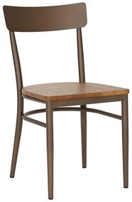 Καρέκλα Zerca σκελετός καφέ μέταλλο με rubberwood σε φυσική απόχρωση 49x44x82εκ 2αδα 49x44x82 εκ.