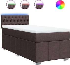 vidaXL Κρεβάτι Boxspring με Στρώμα Σκούρο Καφέ 100x200 εκ. Υφασμάτινο