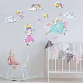 Αυτοκόλλητα Τοίχου Unicorns Princess M 11113 Multi Ango Vinyl