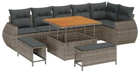 vidaXL Σετ Καναπέ Κήπου 9 pcs Γκρι συνθετικό ρατάν