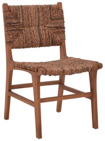 Καρέκλα Refane σκελετός teak ξύλο με ψάθα σε καρυδί απόχρωση 50x58x85εκ