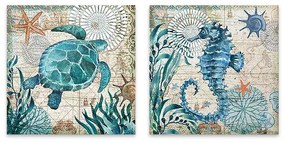 Πίνακας σε καμβά &quot;Sea Creatures&quot; Megapap 2 τμχ. ψηφιακής εκτύπωσης 83x40x3εκ.