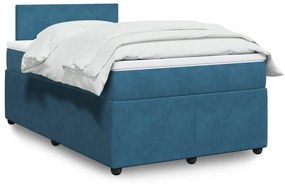 vidaXL Κρεβάτι Boxspring με Στρώμα Μπλε 120x200 εκ. Βελούδινο