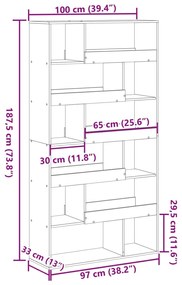 ΒΙΒΛΙΟΘΗΚΗ/ΔΙΑΧΩΡΙΣΤΙΚΟ ΧΩΡΟΥ ΔΡΥΣ 100X33X187,5 ΕΚ. ΕΠΕΞ. ΞΥΛΟ 3309503