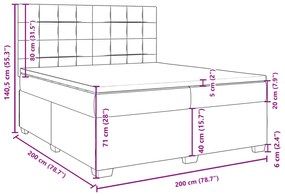 Κρεβάτι Boxspring με Στρώμα Σκούρο Γκρι 200x200 εκ. Βελούδινο - Γκρι