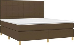 vidaXL Κρεβάτι Boxspring με Στρώμα Σκούρο Καφέ 180x200 εκ Υφασμάτινο