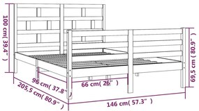 Πλαίσιο Κρεβατιού Λευκό 140 x 200 εκ. από Μασίφ Ξύλο Πεύκου - Λευκό