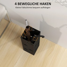 Μεταλλική βάση ομπρέλας, 4 γάντζοι, σχέδιο σύννεφων και ομπρέλας, δίσκος σταγόνων, μαύρος