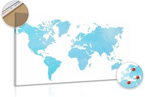 Εικόνα στον παγκόσμιο χάρτη φελλού σε μπλε απόχρωση - 120x80  wooden