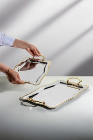 Stewehome Σετ 2 τεμαχίων απλών δίσκων από ανοξείδωτο ατσάλι σε χρυσό χρώμα Χρυσό 47x30 cm