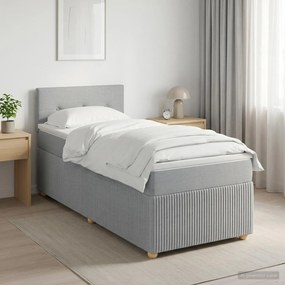 vidaXL Κρεβάτι box spring με στρώμα Ανοιχτό γκρι 100 x 200 cm Ύφασμα