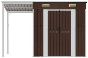 vidaXL Αποθήκη Κήπου Εκτεταμένη Οροφή Καφέ 277x107x181 εκ. Ατσάλι