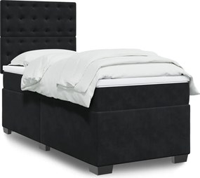 vidaXL Κρεβάτι Boxspring με Στρώμα Μαύρο 100x200 εκ. Βελούδινο