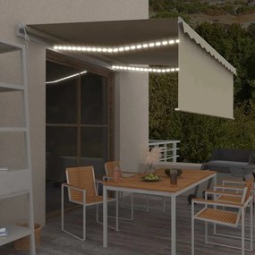 vidaXL Ηλεκτρική τέντα με LED και αισθητήρα 4 x 3 m Κρεμ