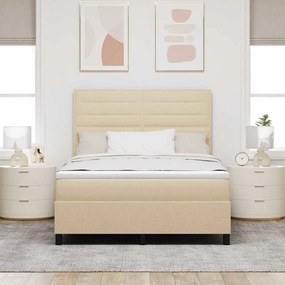 vidaXL Κρεβάτι με ελατήρια με στρώμα Κρεμ 140 x 190 cm ύφασμα