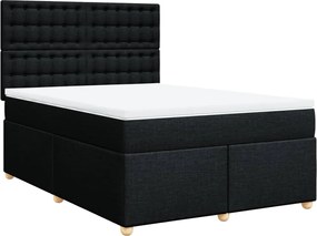 vidaXL Κρεβάτι Boxspring με Στρώμα Μαύρο 140x190 εκ. Υφασμάτινο