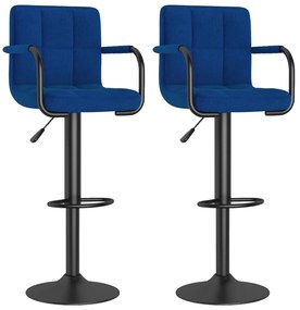 vidaXL Σκαμπό Μπαρ 2 τεμ. Μπλε Υφασμάτινα