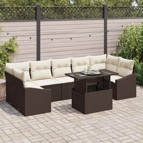 vidaXL Σετ Καναπέ Κήπου 8 pcs Καφέ και κρεμ 100 x 55 x 73 εκ