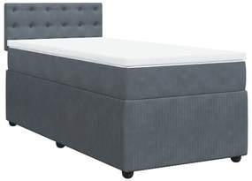 vidaXL Κρεβάτι Boxspring με Στρώμα Σκούρο Γκρι 100x200 εκ. Βελούδινο