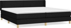 vidaXL Κρεβάτι Boxspring με Στρώμα Μαύρο 200x200 εκ. Υφασμάτινο