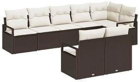 vidaXL Σετ Καναπέ Κήπου 8 pcs Καφέ Πολυ ράταν