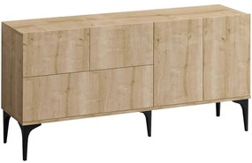 Μπουφές 393MRD1316 150x35x75cm Oak-Black Μοριοσανίδα, Μελαμίνη