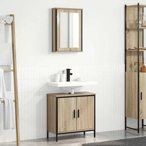 vidaXL Σετ Επίπλων Μπάνιου με ράφι με πόρτα 2 pcs Καφέ 60 x 30 x 60 cm