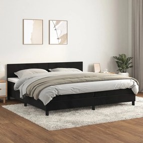 Κρεβάτι Boxspring με Στρώμα Μαύρο 200x200 εκ. Βελούδινο
