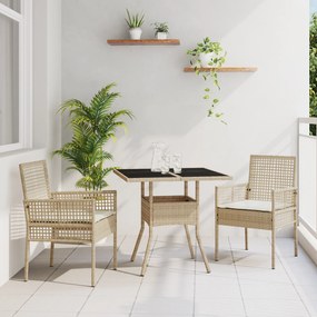 vidaXL Σετ τραπεζαρίας κήπου 3 τεμαχίων μπεζ ρατάν