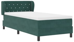 vidaXL Κρεβάτι Box Spring με Στρώμα Σκούρο Πράσινο 100x200 εκ. Βελούδο