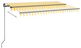 Τέντα Συρόμενη Χειροκίνητη με LED Κίτρινο / Λευκό 400 x 350 εκ. - Κίτρινο