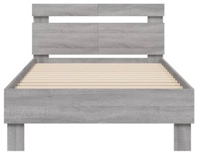 vidaXL Πλαίσιο Κρεβατιού με Κεφαλάρι και LED Γκρι sonoma 100 x 200 εκ.
