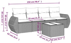 Σετ Καναπέ Κήπου 5 Τεμαχίων Μαύρο Συνθετικό Ρατάν με Μαξιλάρια - Μαύρο