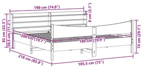 Πλαίσιο Κρεβατιού με Κεφαλάρι 180x200 εκ. από Μασίφ Ξύλο Πεύκου - Λευκό