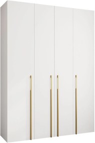 Ντουλάπα Como III 180 Τετράφυλλη-Λευκό - Χρυσό