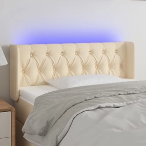 vidaXL Κεφαλάρι Κρεβατιού LED Κρεμ 103x16x78/88 εκ. Υφασμάτινο
