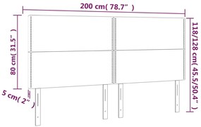 vidaXL Κεφαλάρι Κρεβατιού LED Ανοιχτό Γκρι 200x5x118/128εκ. Υφασμάτινο