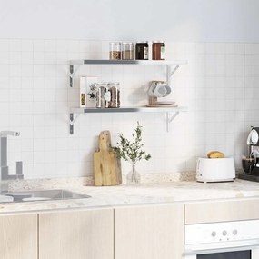 vidaXL Στηρίγματα Ραφιών 4 Τεμ. Ασημί 23,5x2,5x15,5 Ανοξείδωτο Ατσάλι