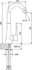 Orabella Element 10100 Chrome - Μπαταρία νιπτήρα ψηλή