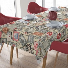 Καρέ Αλέκιαστο Vintage Post Stamps 482 Ecru DimCol 90X90cm 90x90cm Cotton-Polyester