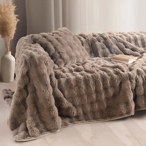 Γούνινη Κουβέρτα Καναπέ (130x180) Rythmos Rabbit Taupe