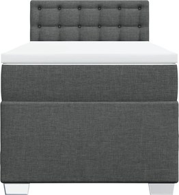 vidaXL Κρεβάτι Boxspring με Στρώμα Σκούρο Γκρι 90x190 εκ. Υφασμάτινο